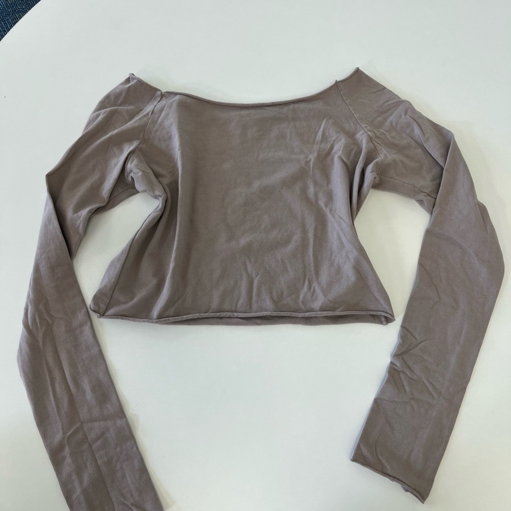John Galt purpleish gray Bonnie off-the-shoulder top